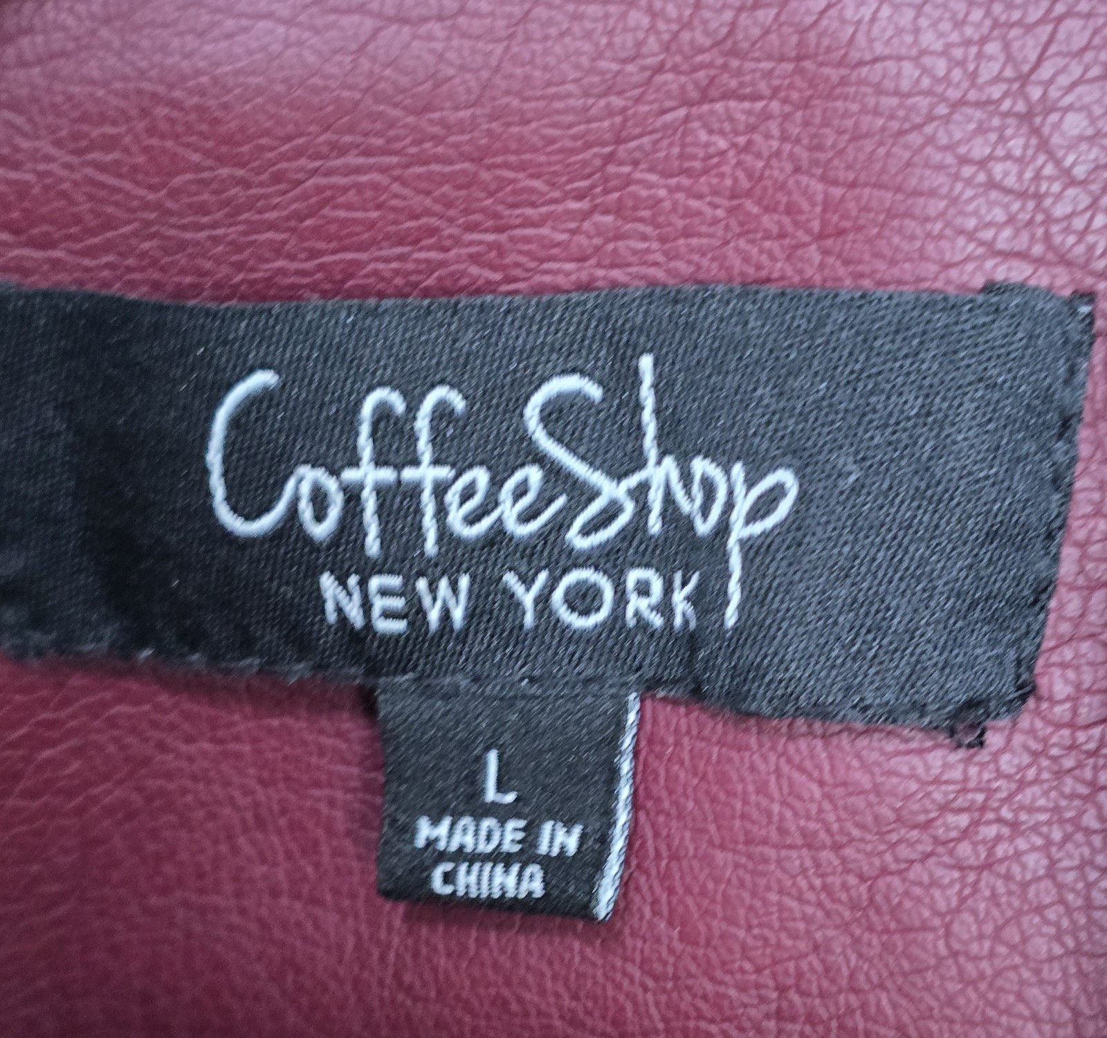 Coffee Shop New York Women’s Burgundy Biker Jacket L Short Zip Zipped Pockets