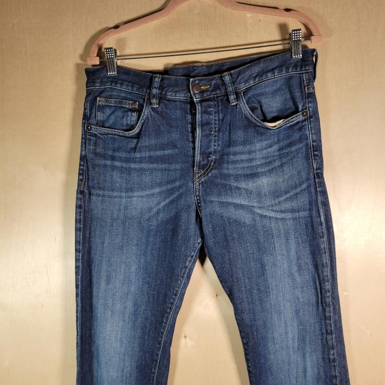 H&M & Denim Straight Blue Denim Button Fly Jeans Men Size 32×32