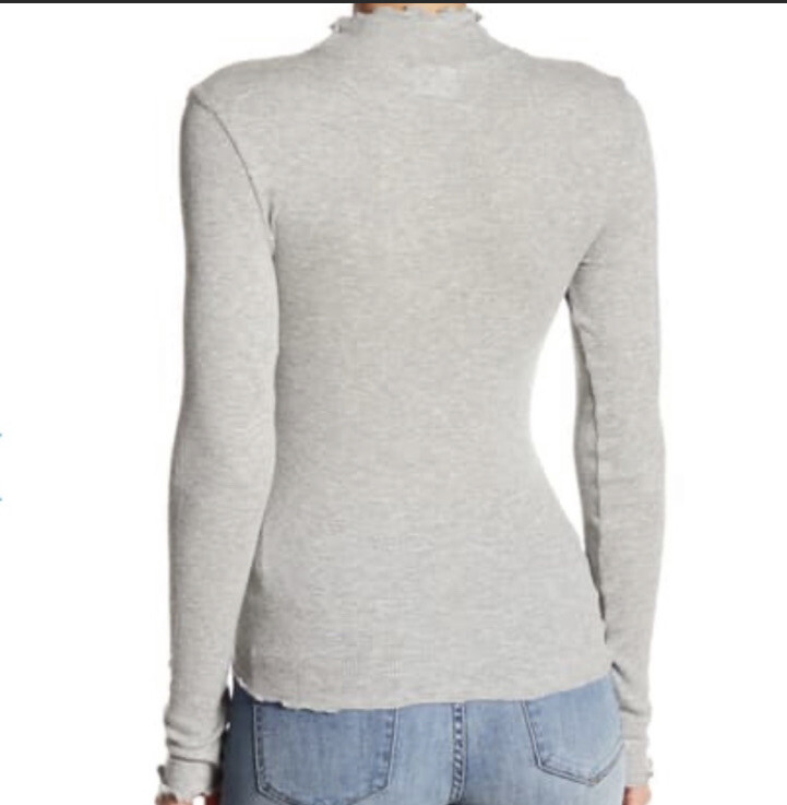 Abound Lettuce Edged Knit Top Grey Medium Heather Size XXS, XS,S, M, L, XL, XXL