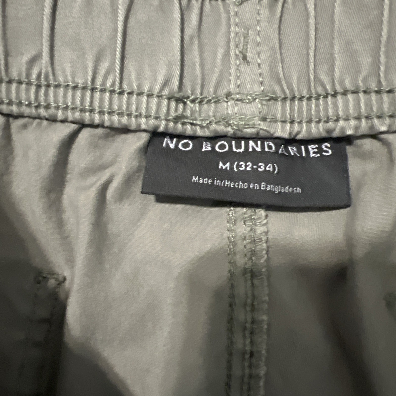 No Boundaries Men Cargo Pants Green Artichoke Size M 32-34 Drawstring Jogger NEW