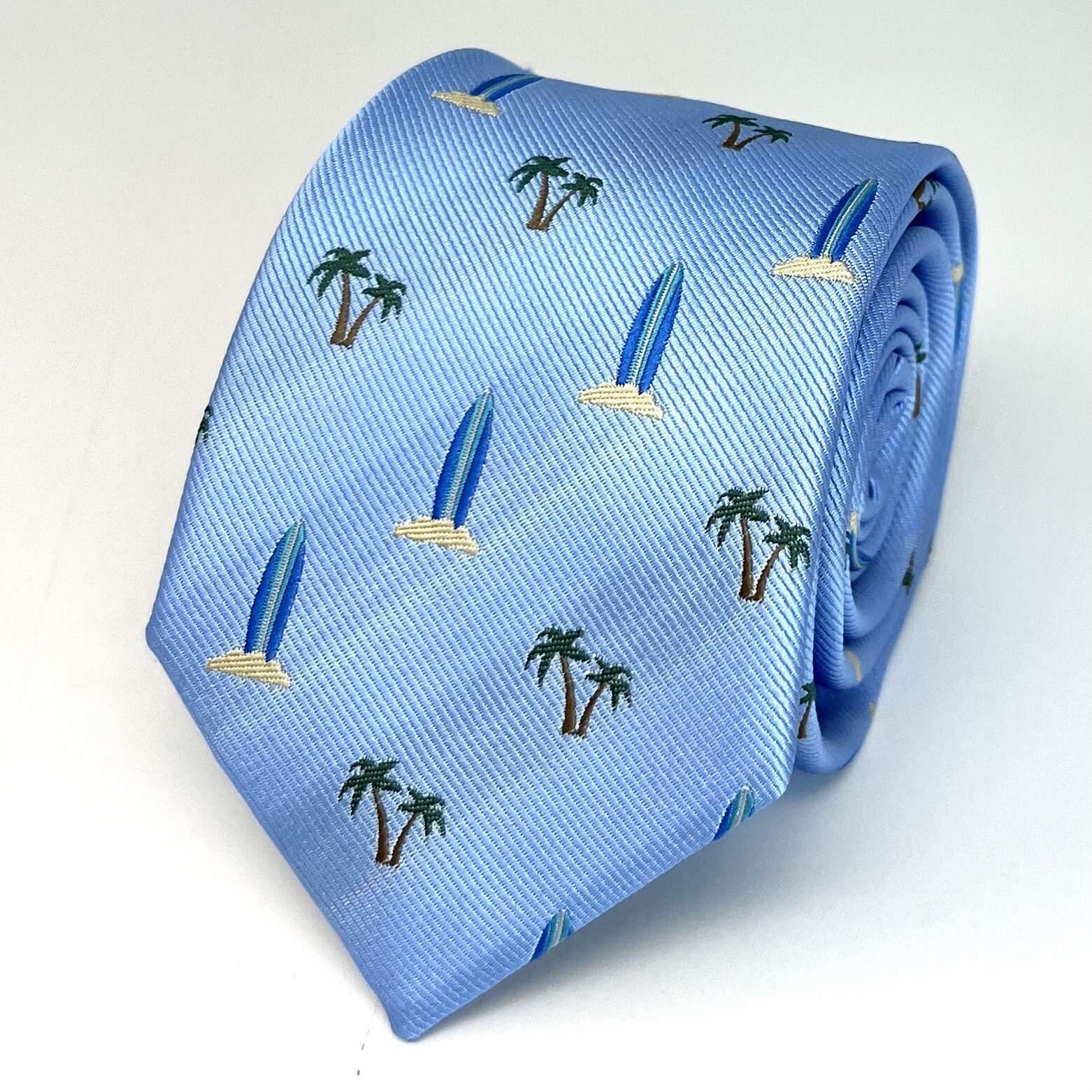 Surfing Board Coconut Tree Necktie Men Birthday Father’s Day Gift Beach Tie