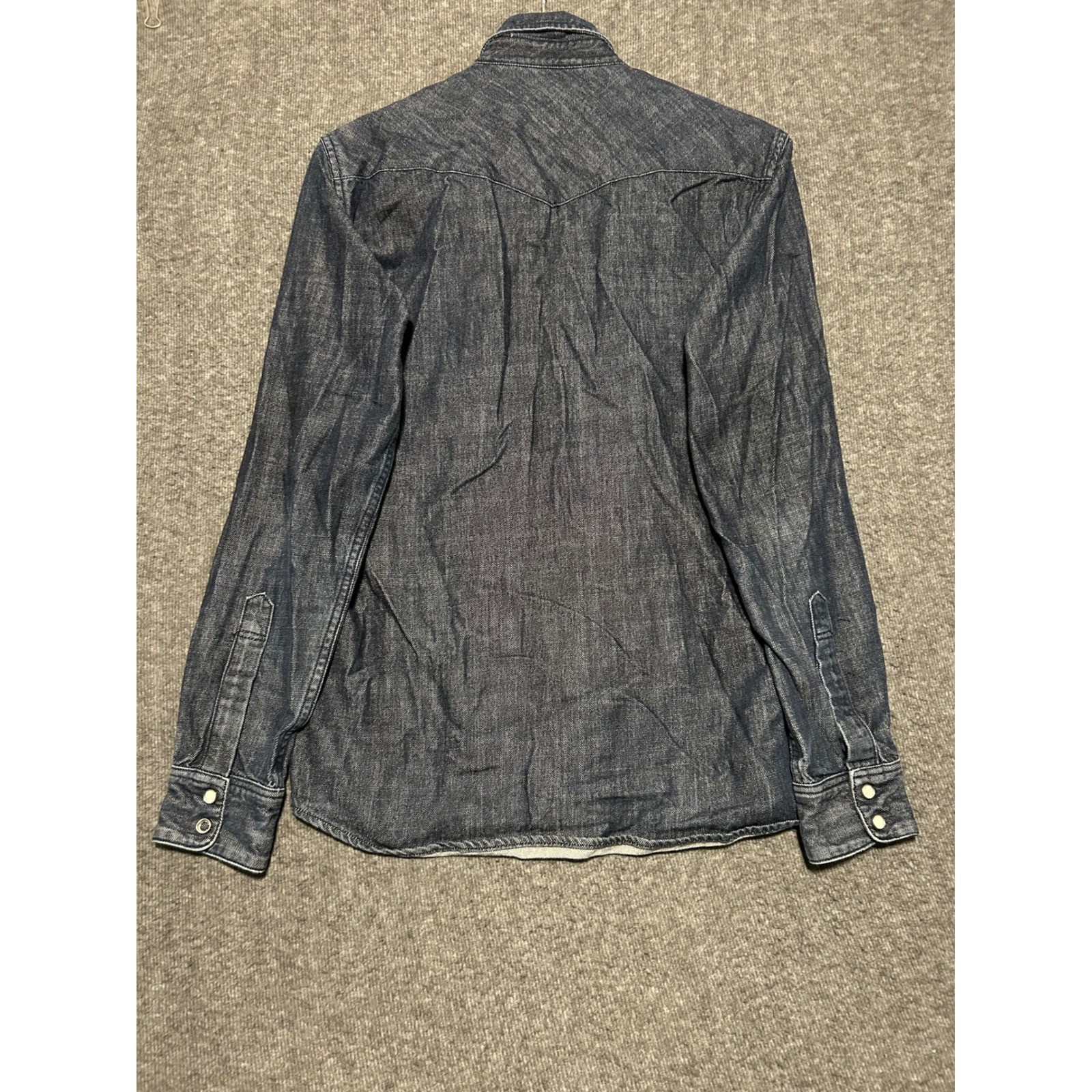 Gustin pearl snap denim shirt mens blue made in usa medium cotton western
