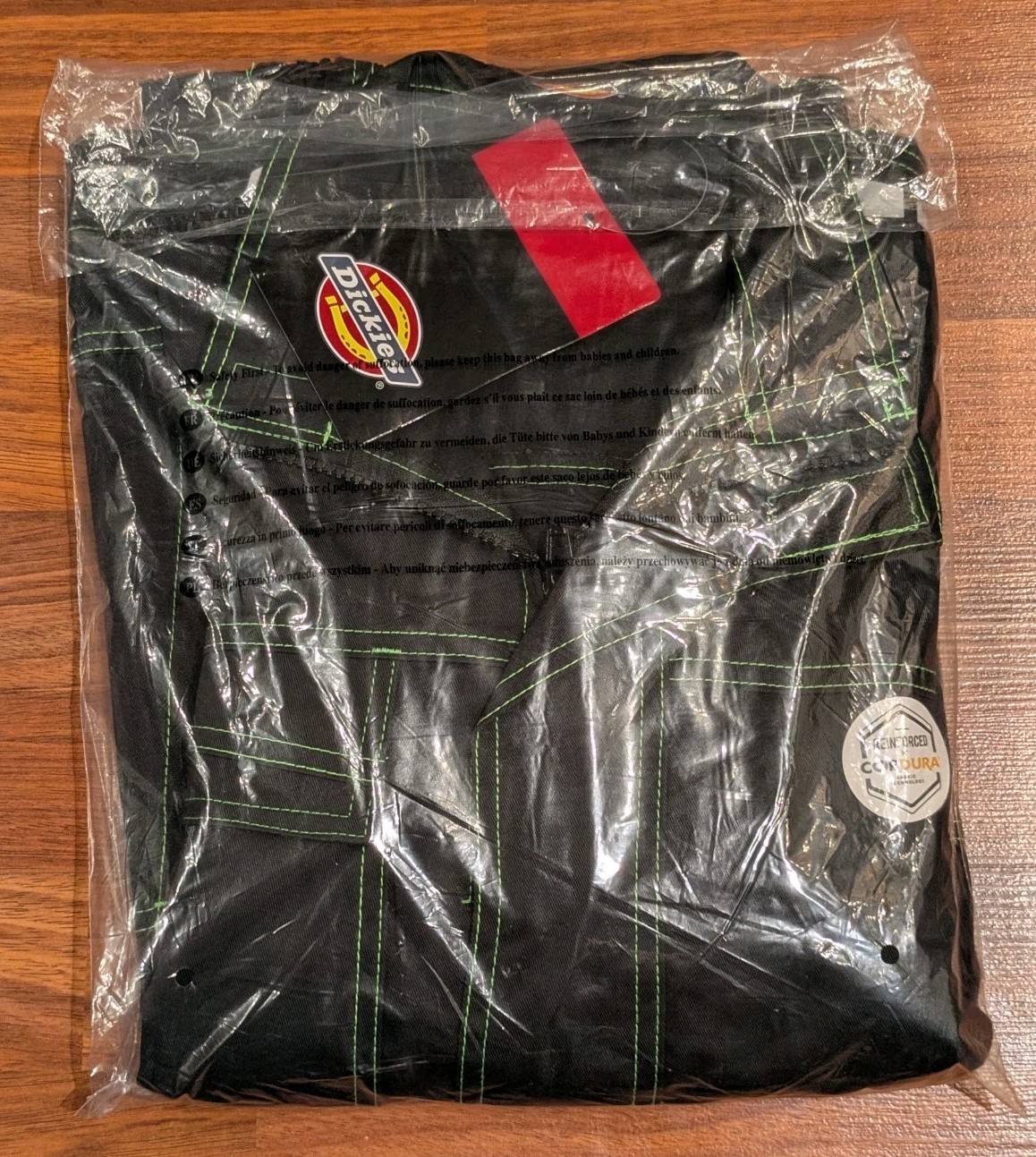 Dickies Cordura Work Jacket Mens Small Black Green Stitch Full Zip Utility NWT
