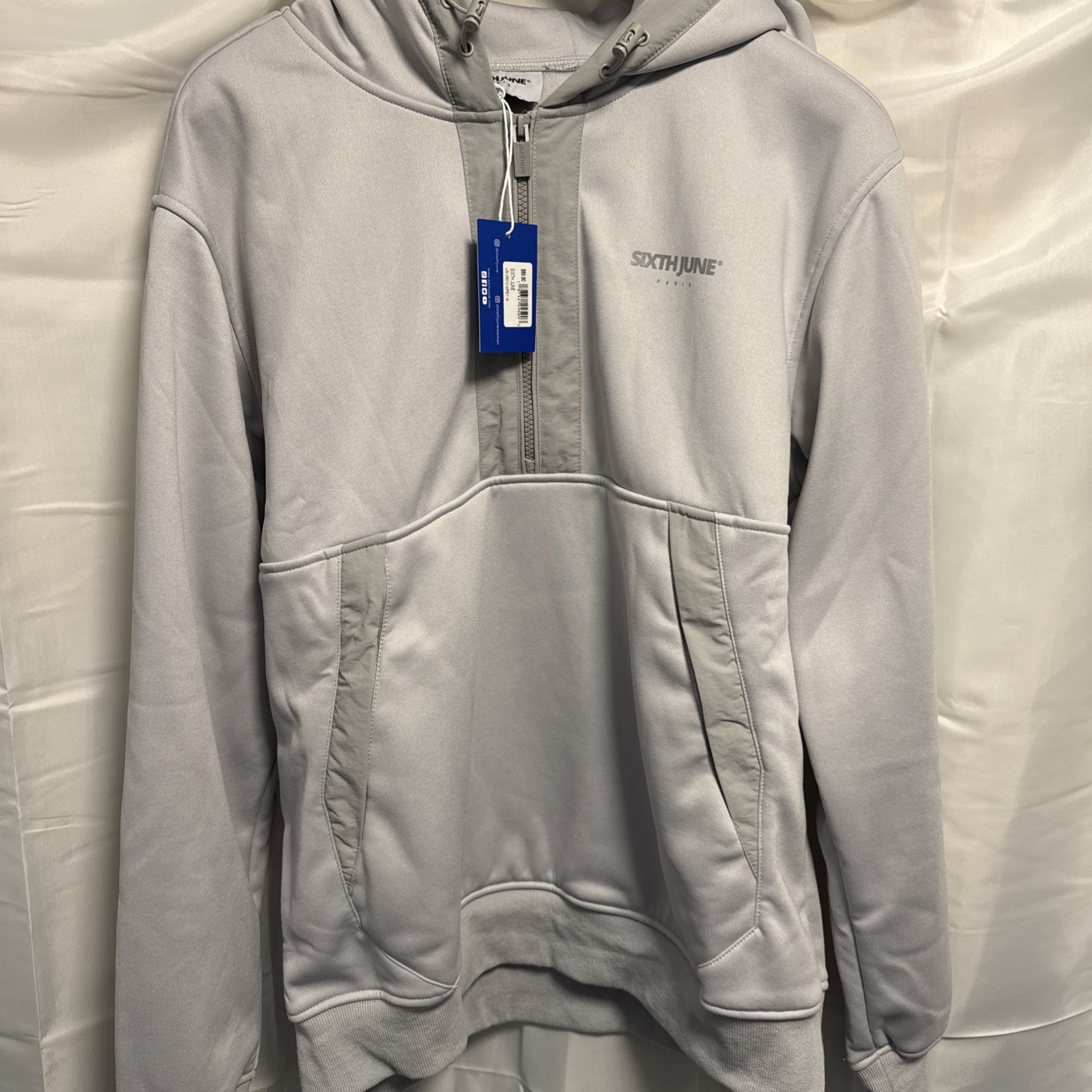 Sixth June Paris 1/4 Zip Light Grey MSRP $89.90 Size Medium US-25012