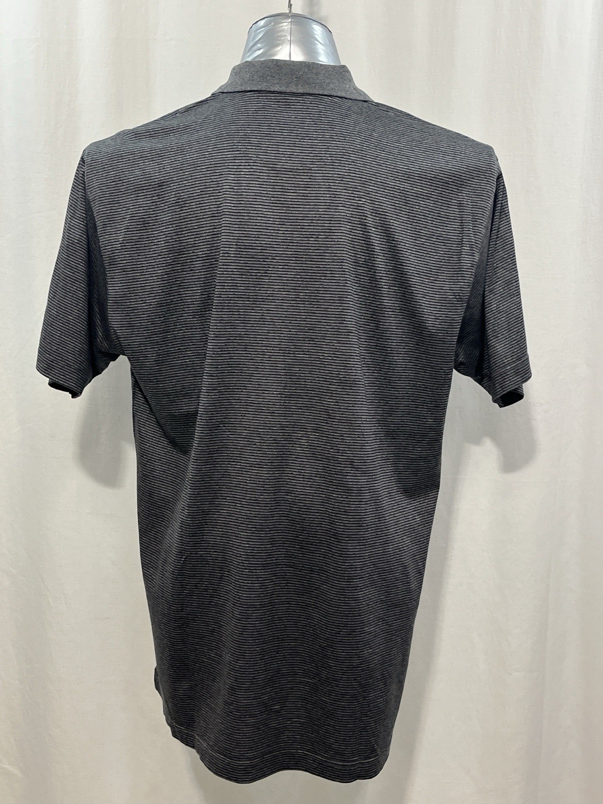 Men’s medium Charcoal Micro-Stripe Polo golf, tennis activewear Cotton 1377