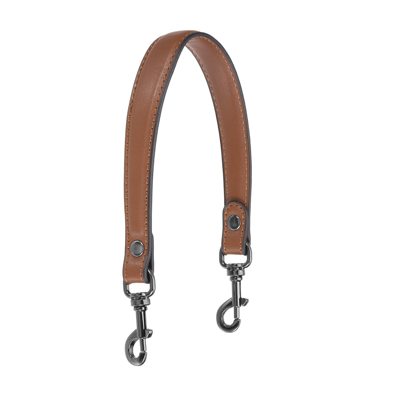 15 Inch Leather Purse Strap 1 Inch Short Handle Bag Strap Brown/Metallic Black