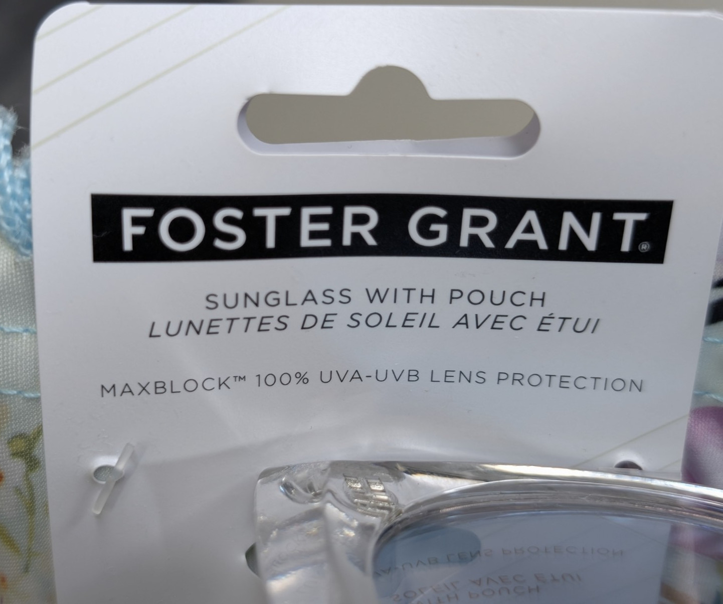 Foster Grant Sunglasses Womens Clear Cateye with Pouch 100% UVA UVB Blemished