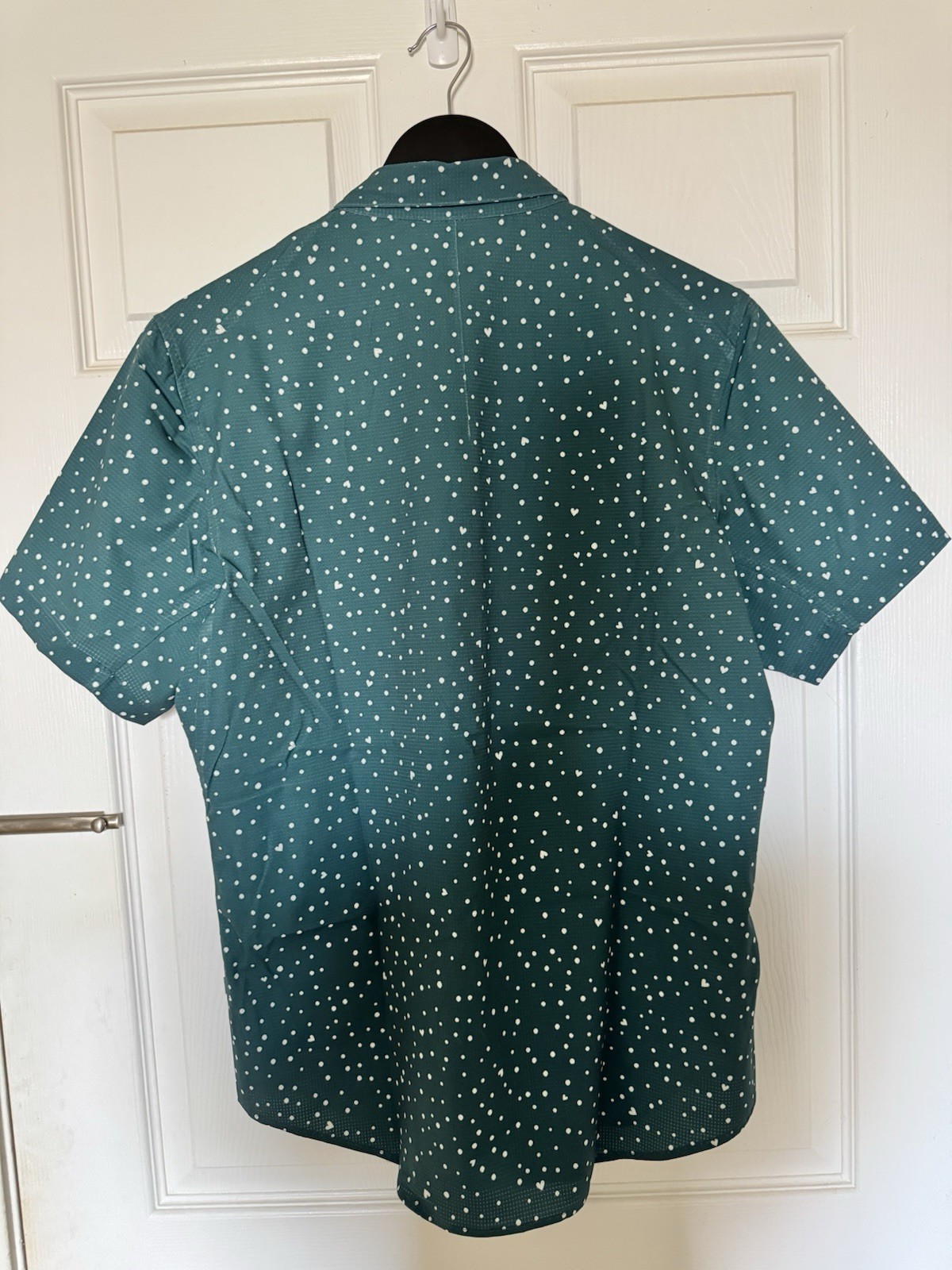 *NEW* lululemon Airing Easy Button-Up Shirt M Green/White Polka Dot Quick Dry