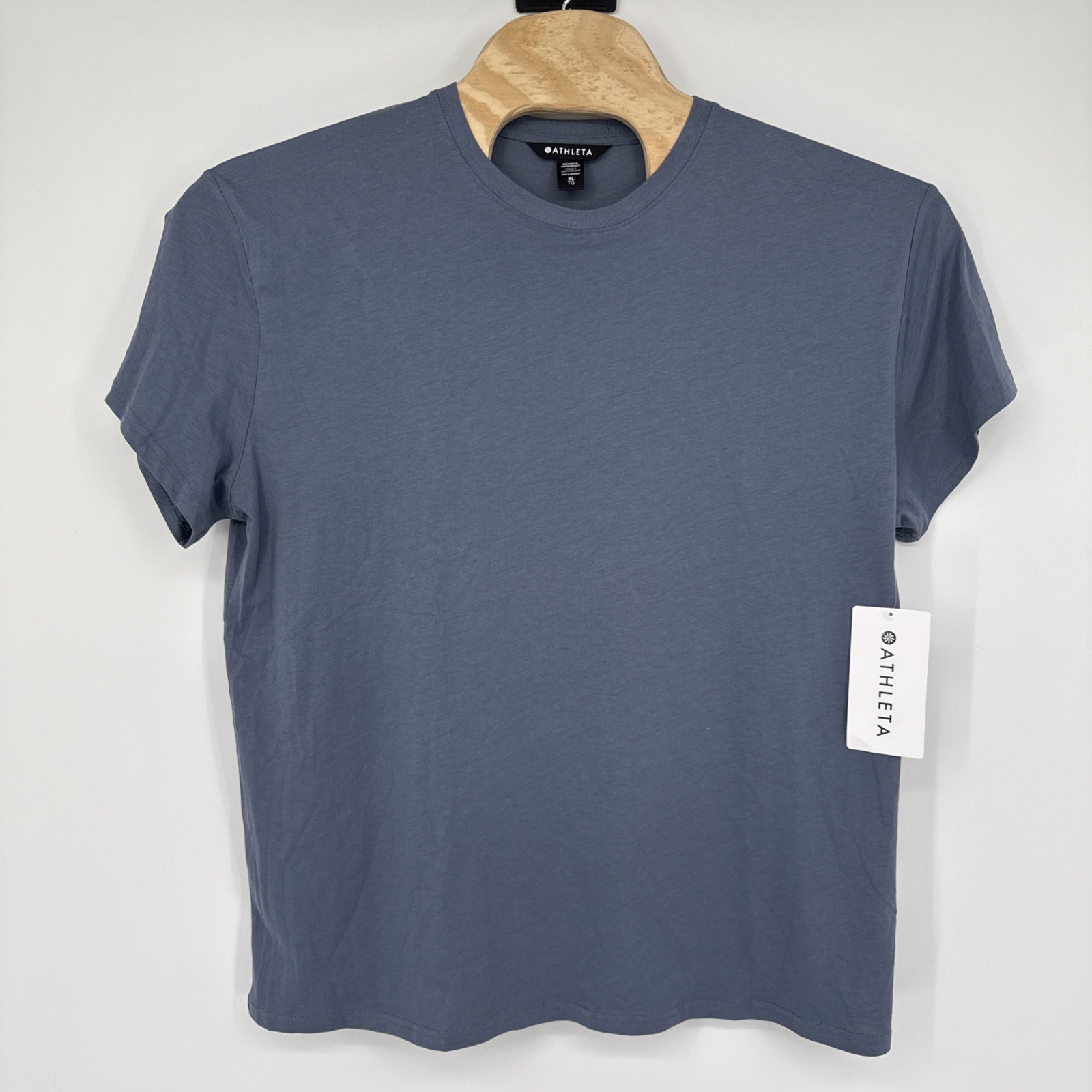 NWT Athleta True Cotton Tee Womens XL Blue Classic Minimalist Yoga Athleisure