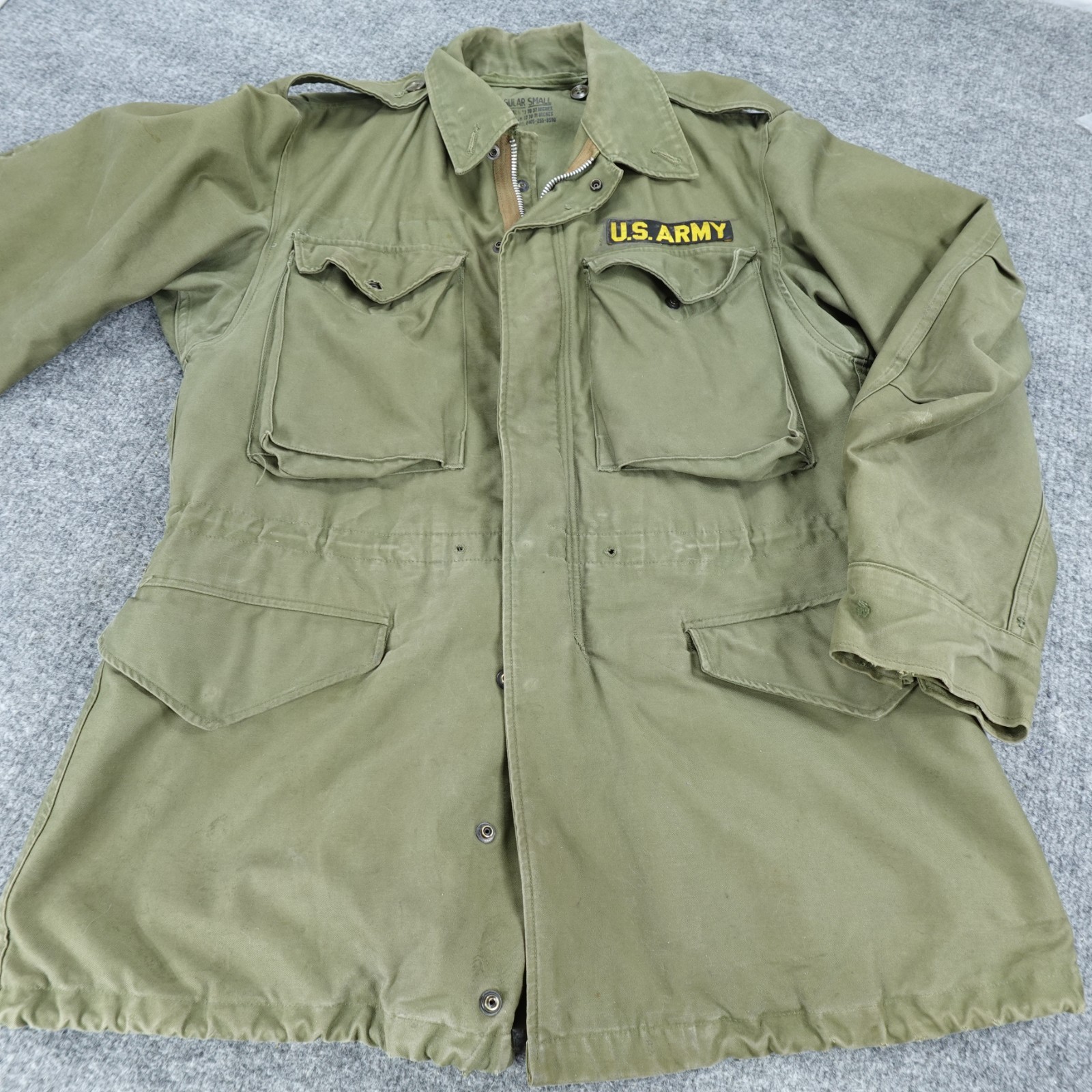 US Army Field Jacket Mens Small OG-107 M-1951 Cotton Korean War 1950s Vintage