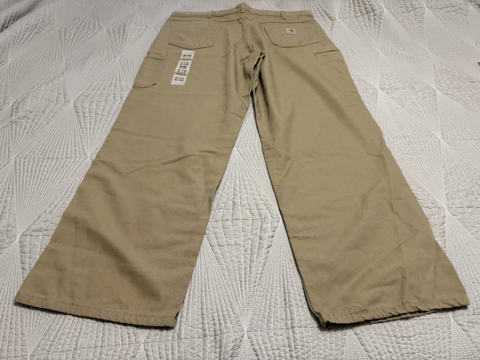 Carhartt FR Flame Resistant Canvas Cargo Workwear Pants Men 40 X 30 Tan Pockets