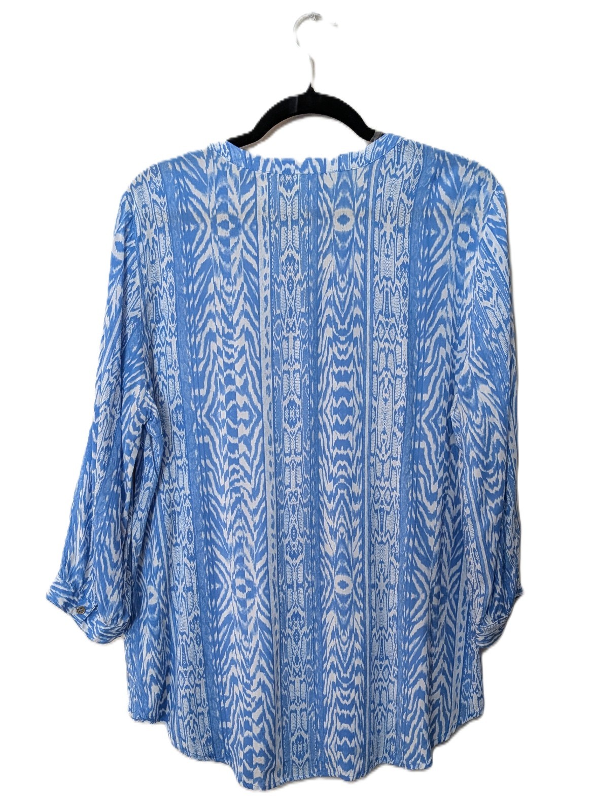 Grand & Greene Blue Ikat Print 3/4 Sleeve Blouse – Size Large