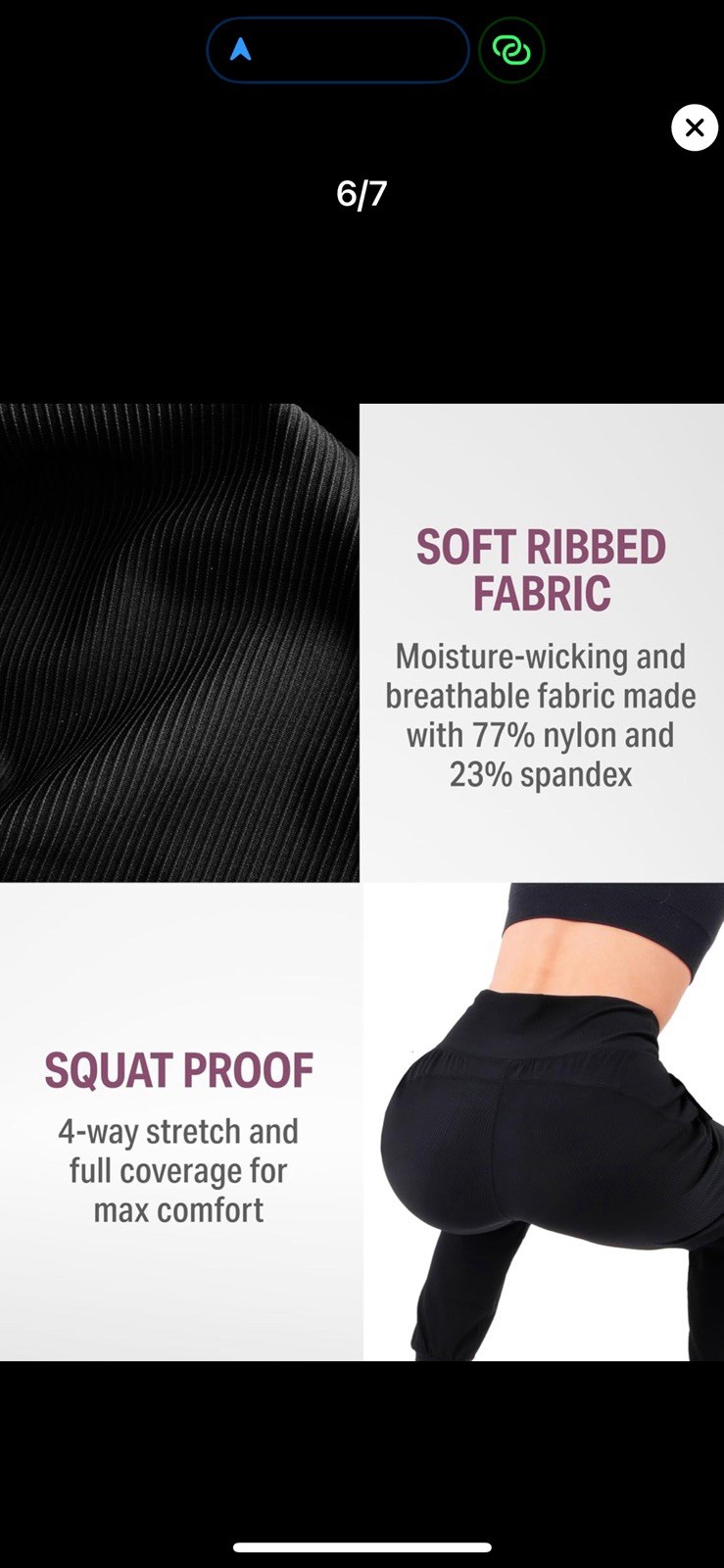 Satina, High Waisted, Tummy Control Leggings, Large 77% Nylon 23% Spandex