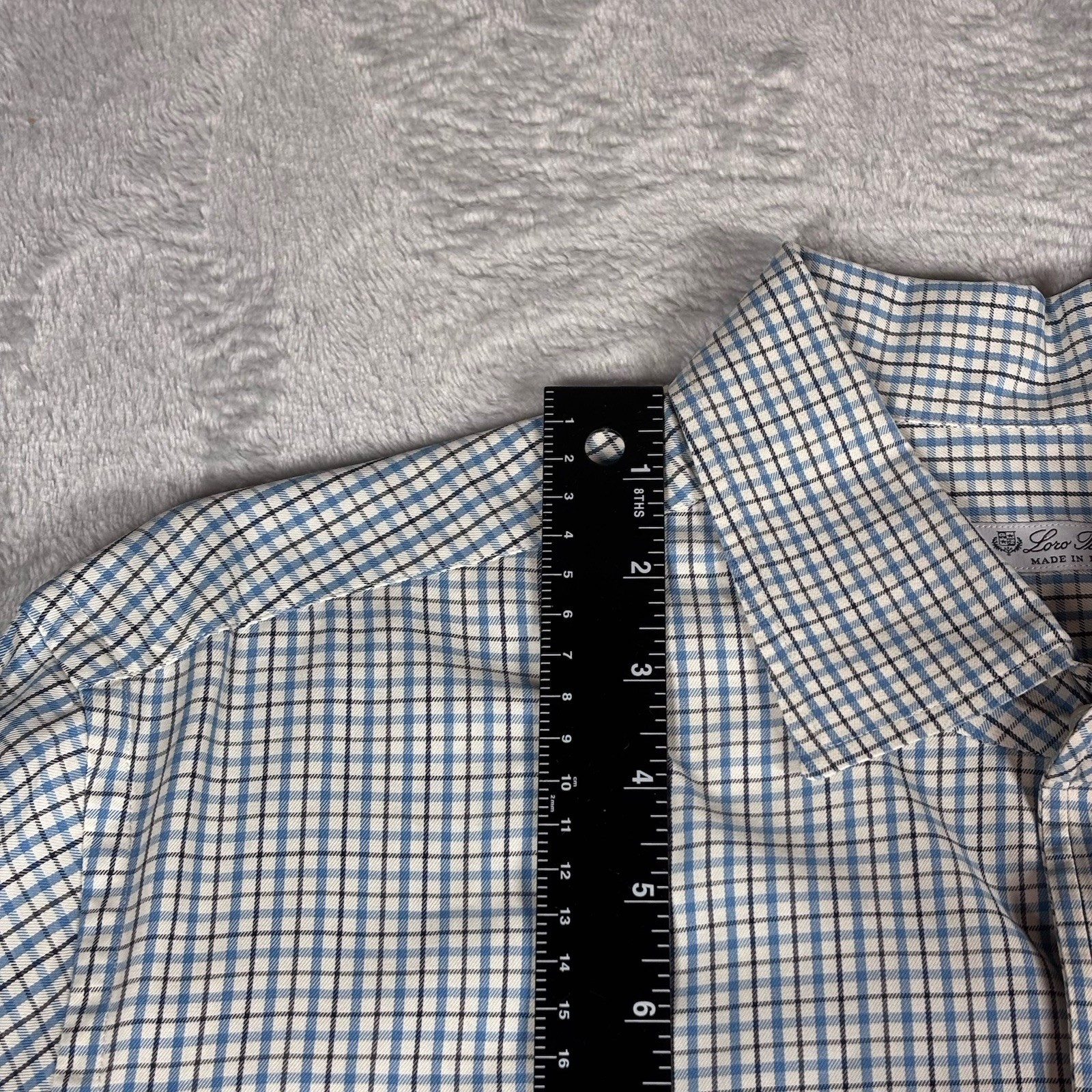 Loro Piana Long Sleeve Button Down Shirt Men’s Size XL Plaid Blue Made In Italy