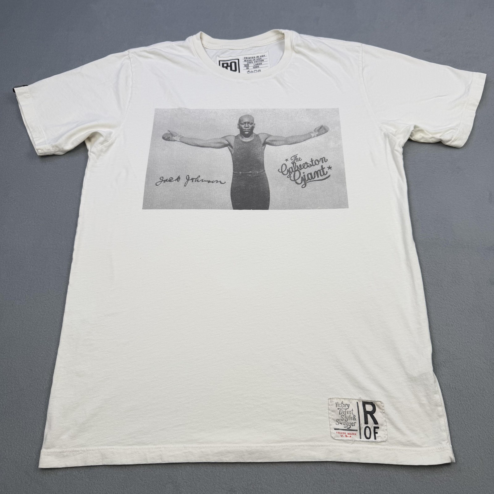 Roots of Fight Shirt Mens Large White Jack Johnson Galveston Giant Boxing Tee