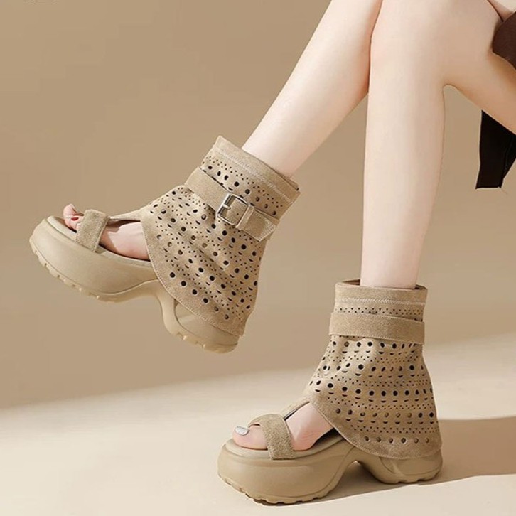 Womens Lady Hollow Out Buckle Gladiator Beach Sandals High Heels Platform Shoes