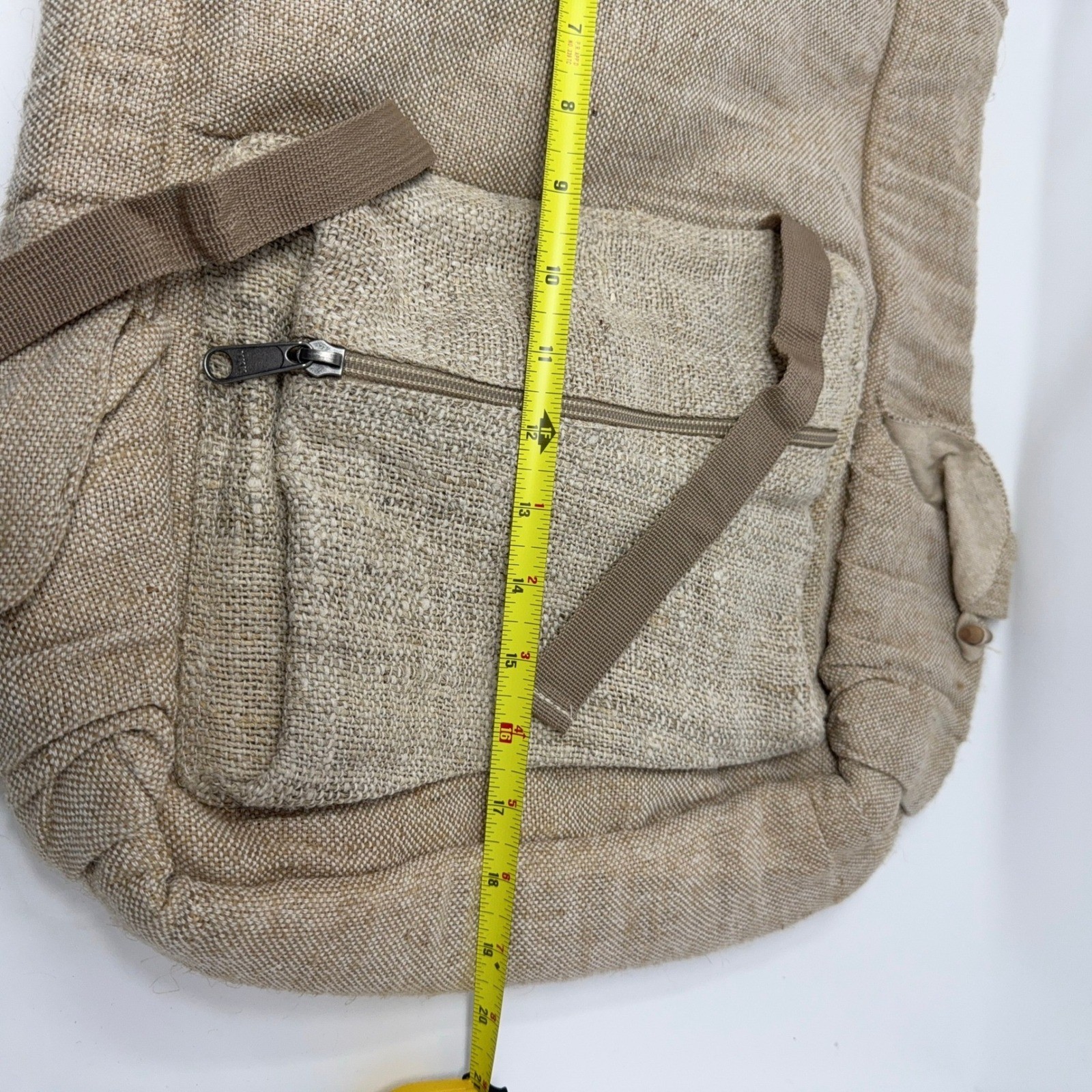 Pure Hemp Backpack Made in Nepal Beige Rucksack THC Free Day Pack Lightweight