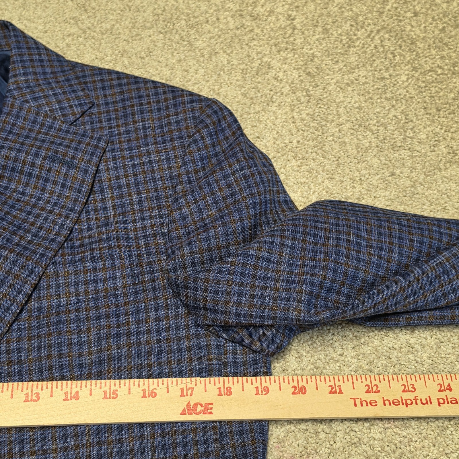 Corneliani Unstructured Blazer US 38R IT 48R Wool Silk Linen Blue Check Italy