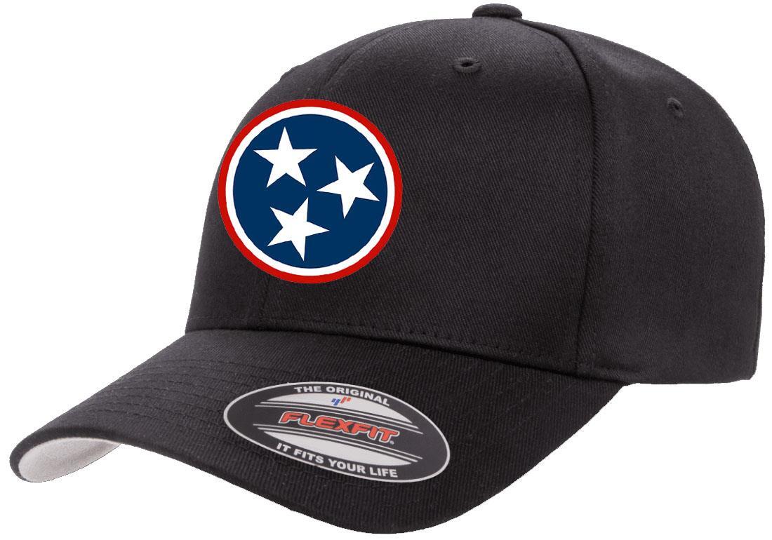 Tennessee Flag Tri Star Roundel Flexfit 6277 Athletic Baseball Fitted Hat Cap