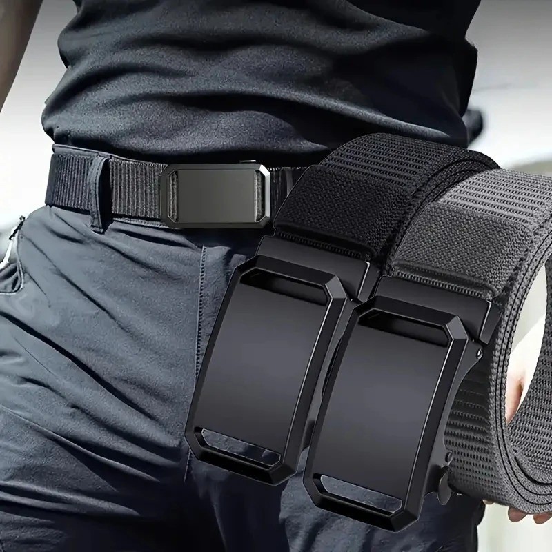 47.2″ Mens Ratchet Belt Nylon Web Belts for with Automatic Slide Buckle Tactical