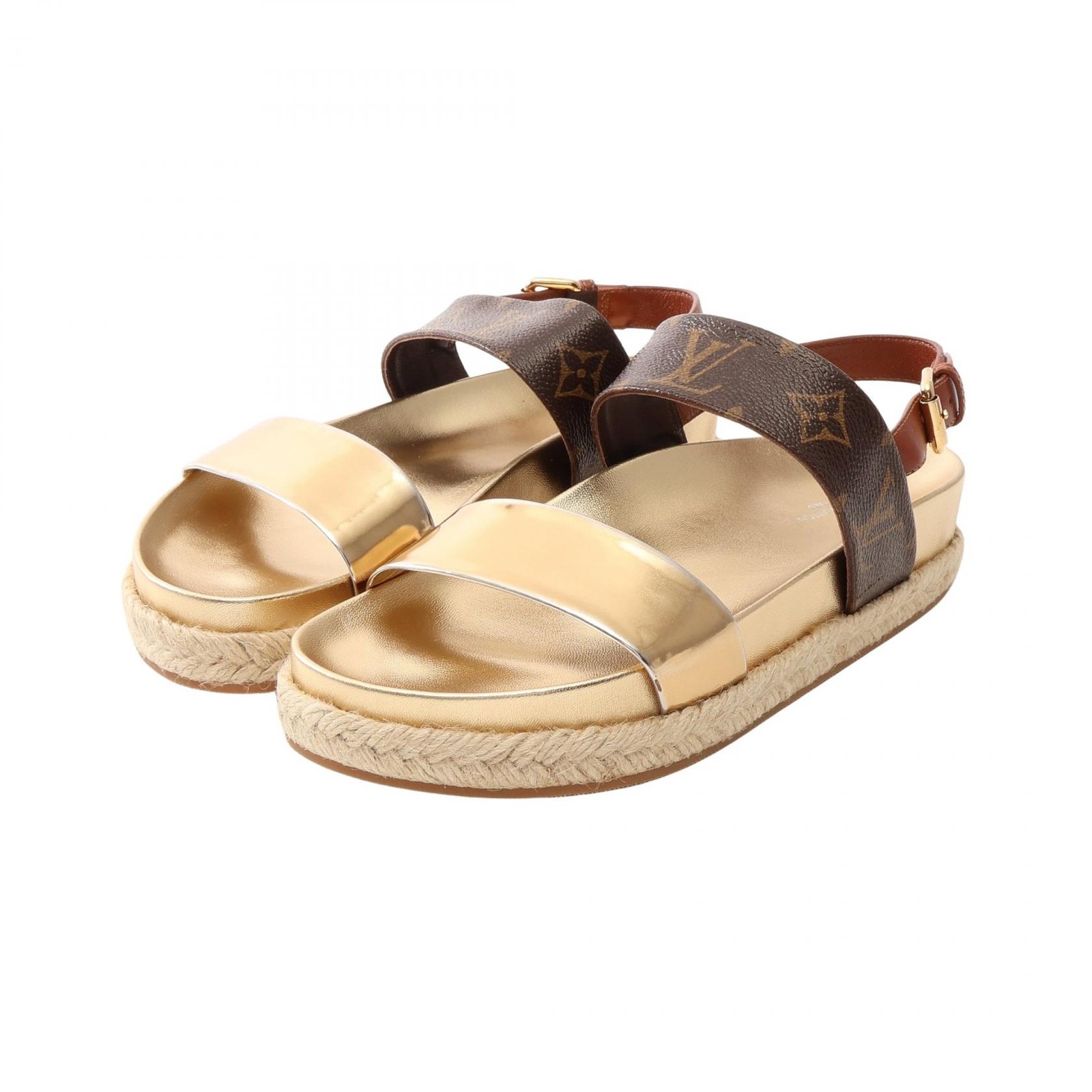 LOUIS VUITTON Odyssey Line Monogram Espadrilles Sandals canvas leather #35 1/2