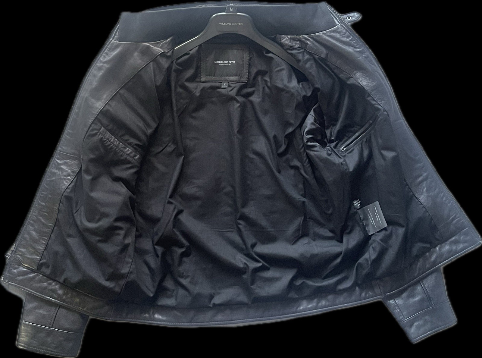 MARC NEW YORK Men’s Black Jacket Full Zip Band Collar Lined Size M
