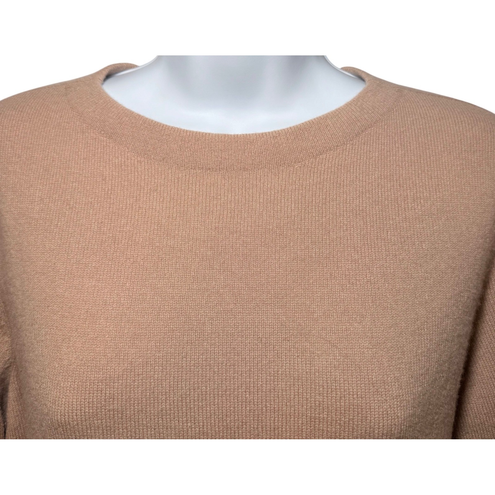 Talbots Pure Cashmere Sweater Camel Tan Crewneck 3/4 Sleeve Size M CN5124 07/20