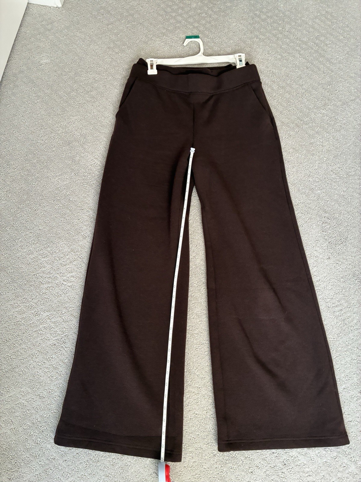 OGLmove FuzzLuxe Double Waistband Pants Brown Size Medium Straight Leg Pockets