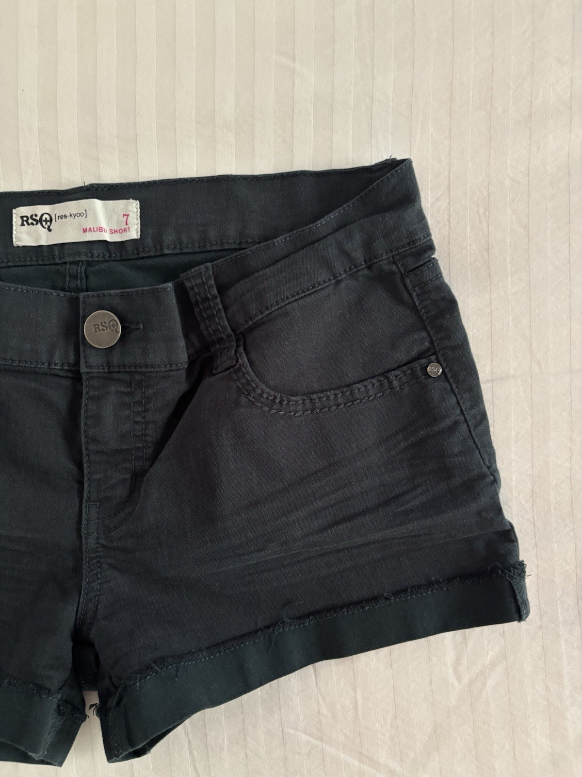 RSQ Malibu Short 7 Green Stretch Denim Mid Rise