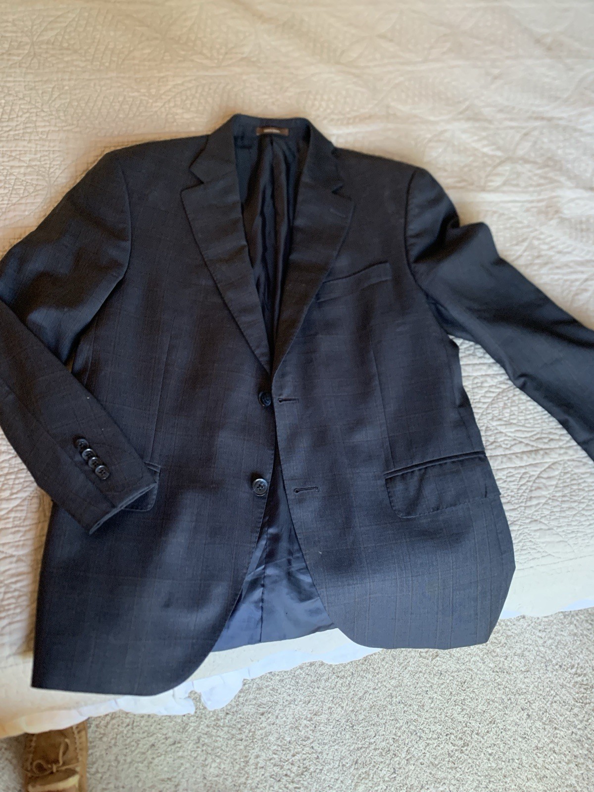 Peter Millar Men’s 40S – Navy Blue Plaid Sport Coat, Blazer, Suit Jacket