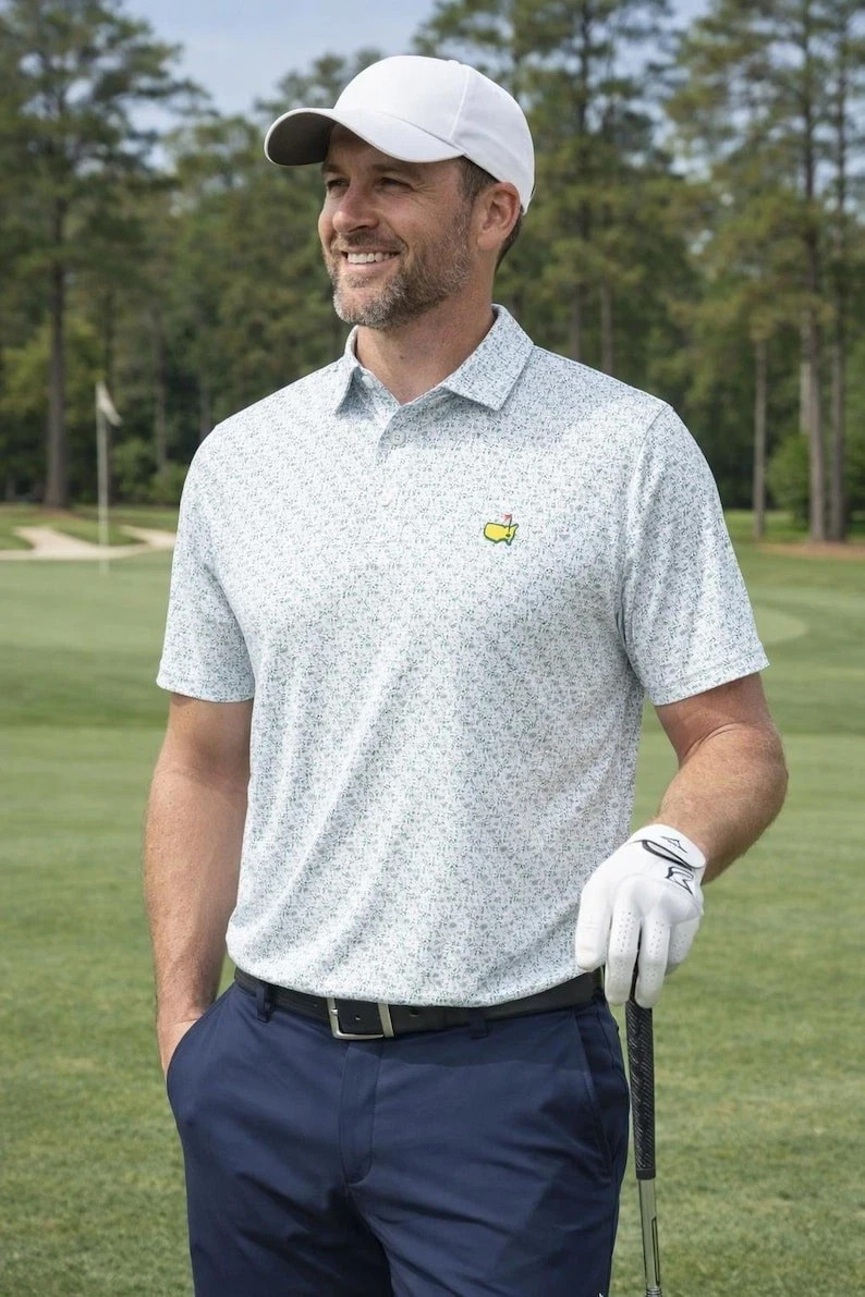 Augusta Green Golf Polo Shirt Masters Inspired Men Summer Golf Shirt