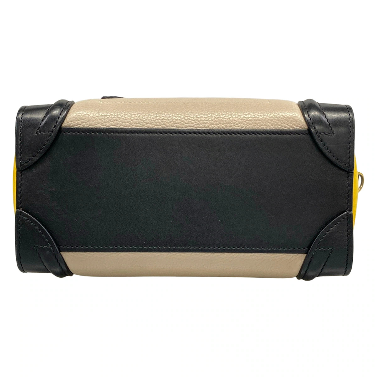CELINE Luggage Nano Shopper Beige Black Yellow Leather Nubuck Handbag