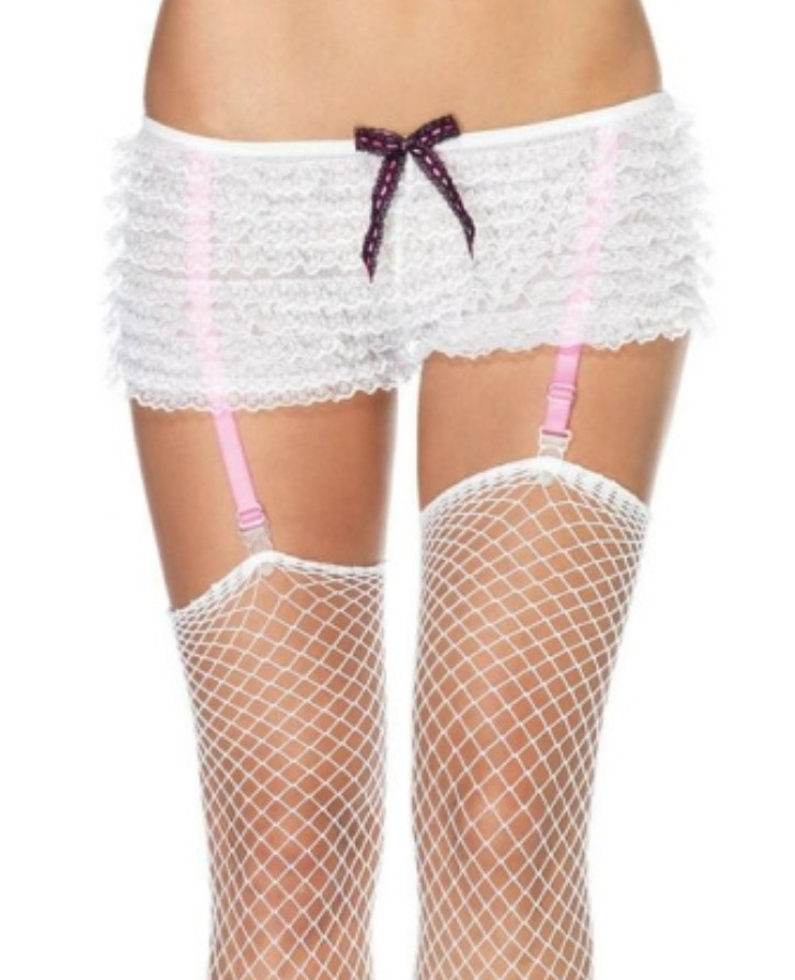 Garter Ruffle Panty with woven ribbon bow Adult Women