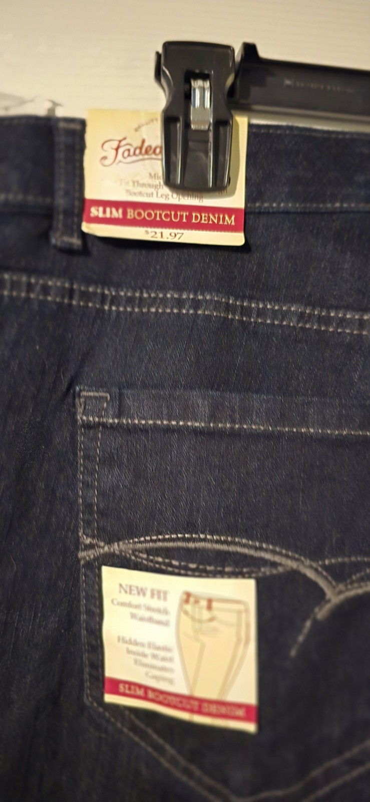 Faded Glory New Fit Slim Bootcut Dark Wash Blue Denim Jeans Women’s Size22w