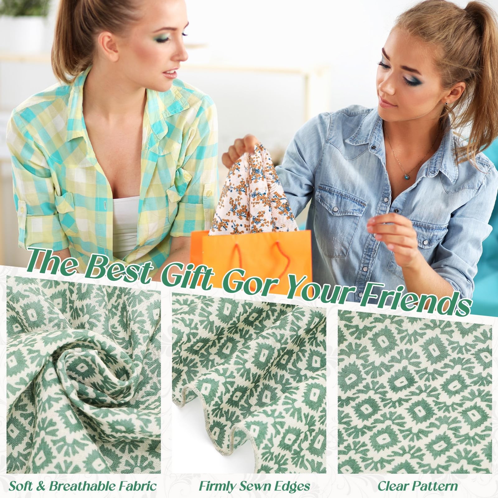 6 Pcs Soft CottonBlend Bandana Square Head Scarf Handkerchief 21.6×21.6in