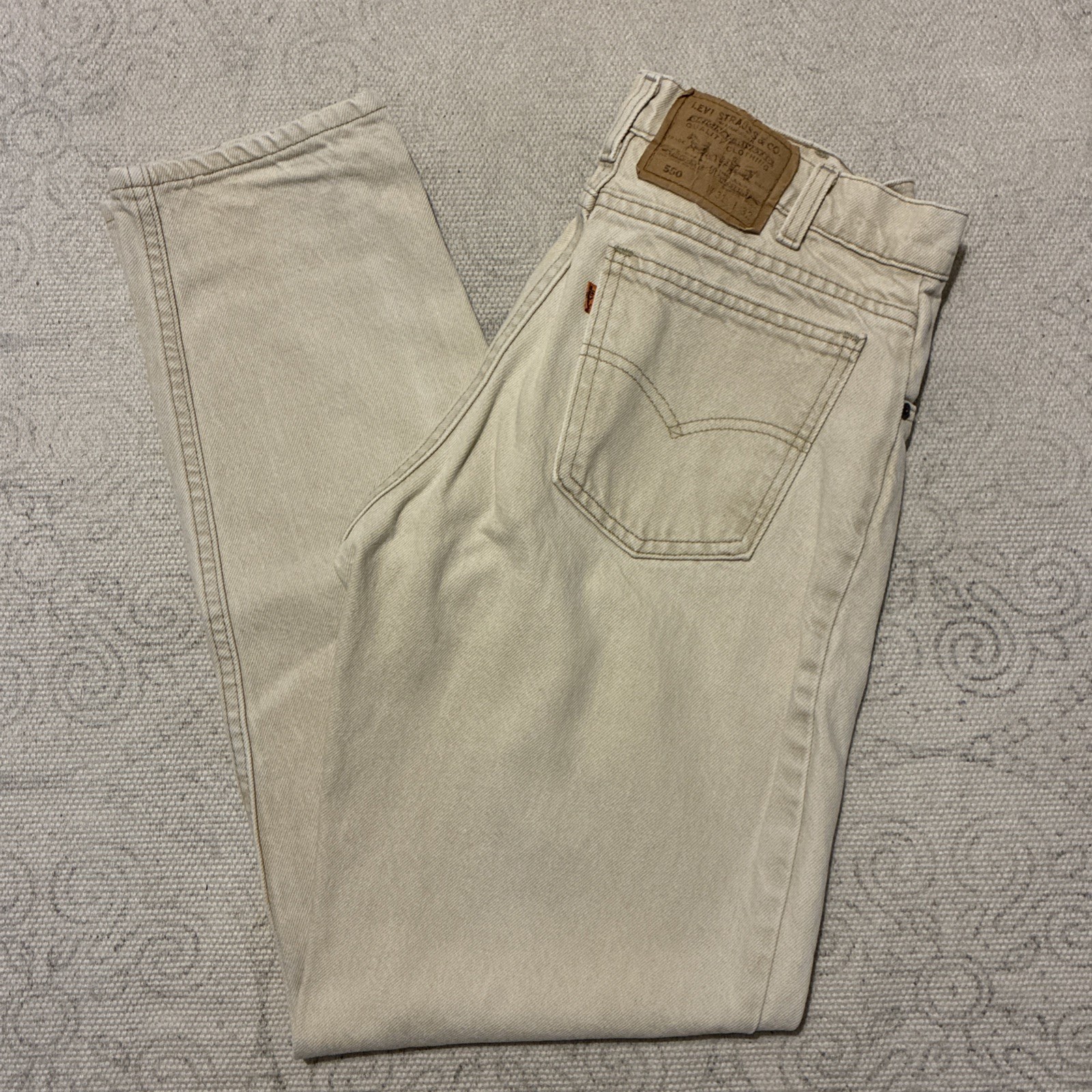 Vintage Levi’s 550 Men’s Jeans 31×32 Orange Tab Tan Beige Made In USA