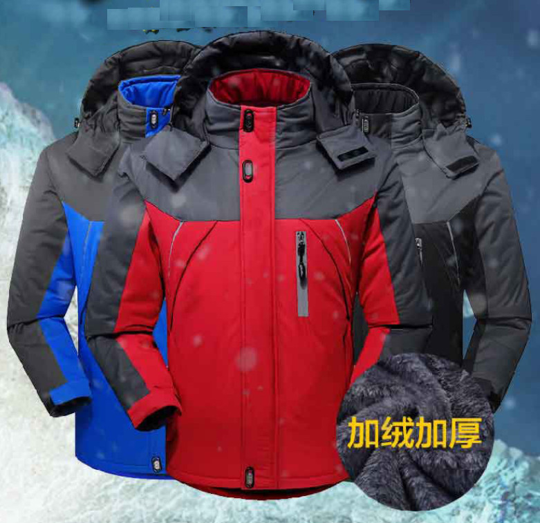Winter Men Outdoor Windproof Jacket water-repellent Breathable Fleece Lined Coat