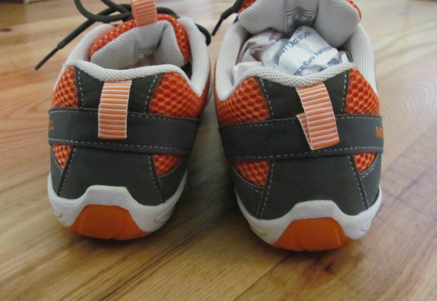 Merrell Orange Flux Glove Minimalist Shoes Synthetic Mesh Upper Lace Up Kids 6