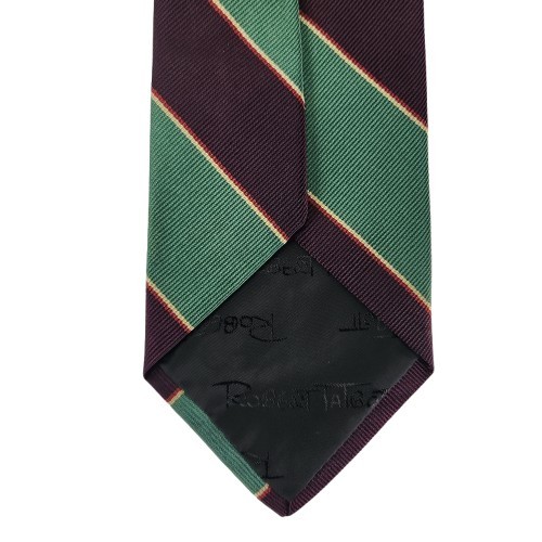 Vtg. Robert Talbott/Jack Henry Green Brown Classic Stripe 100% Silk Tie-England