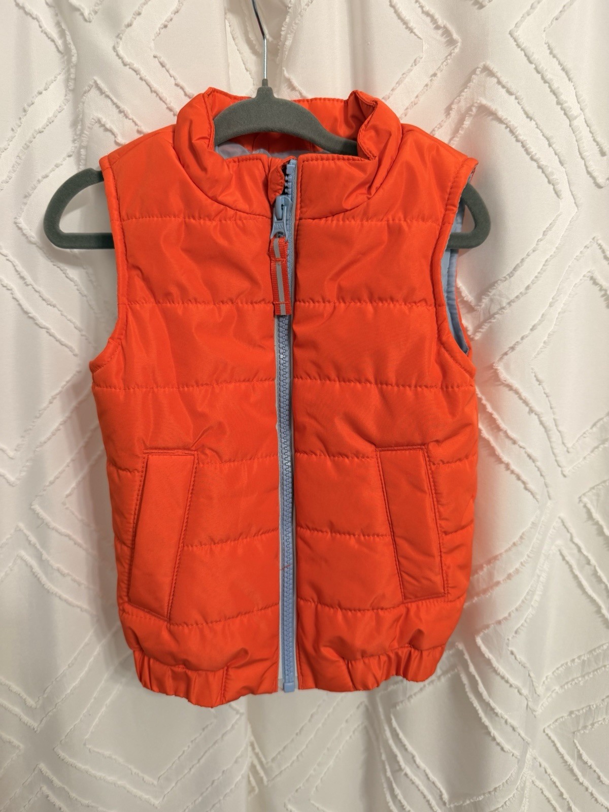 Cat & Jack Unisex Baby Toddler Puffer Vest Full Zip Lined Pockets Orange 18M