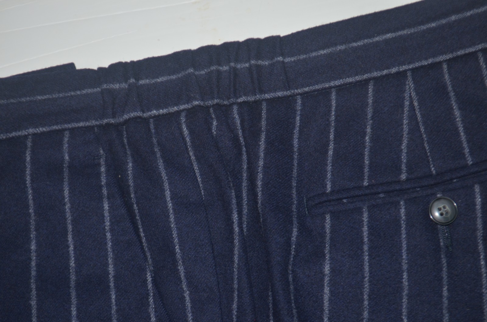 SUITSUPPLY Ames Flannel 100% Wool Drawstring Navy Tapered Dress Pants 38 x 30