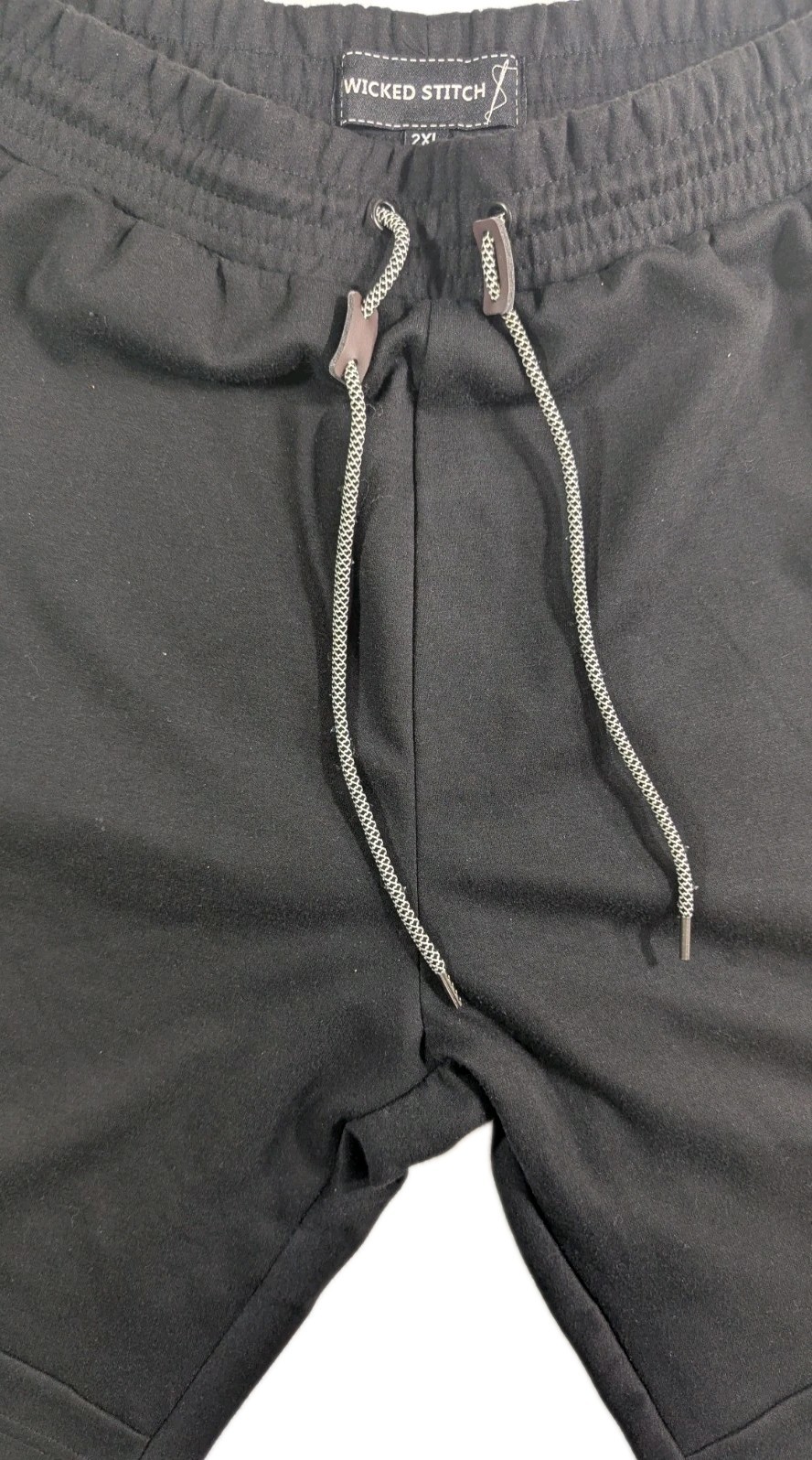 Wicked Stitch RN78227 Men’s Black Sweat Jogger Shorts Size 2XL Inseam 11 Inches