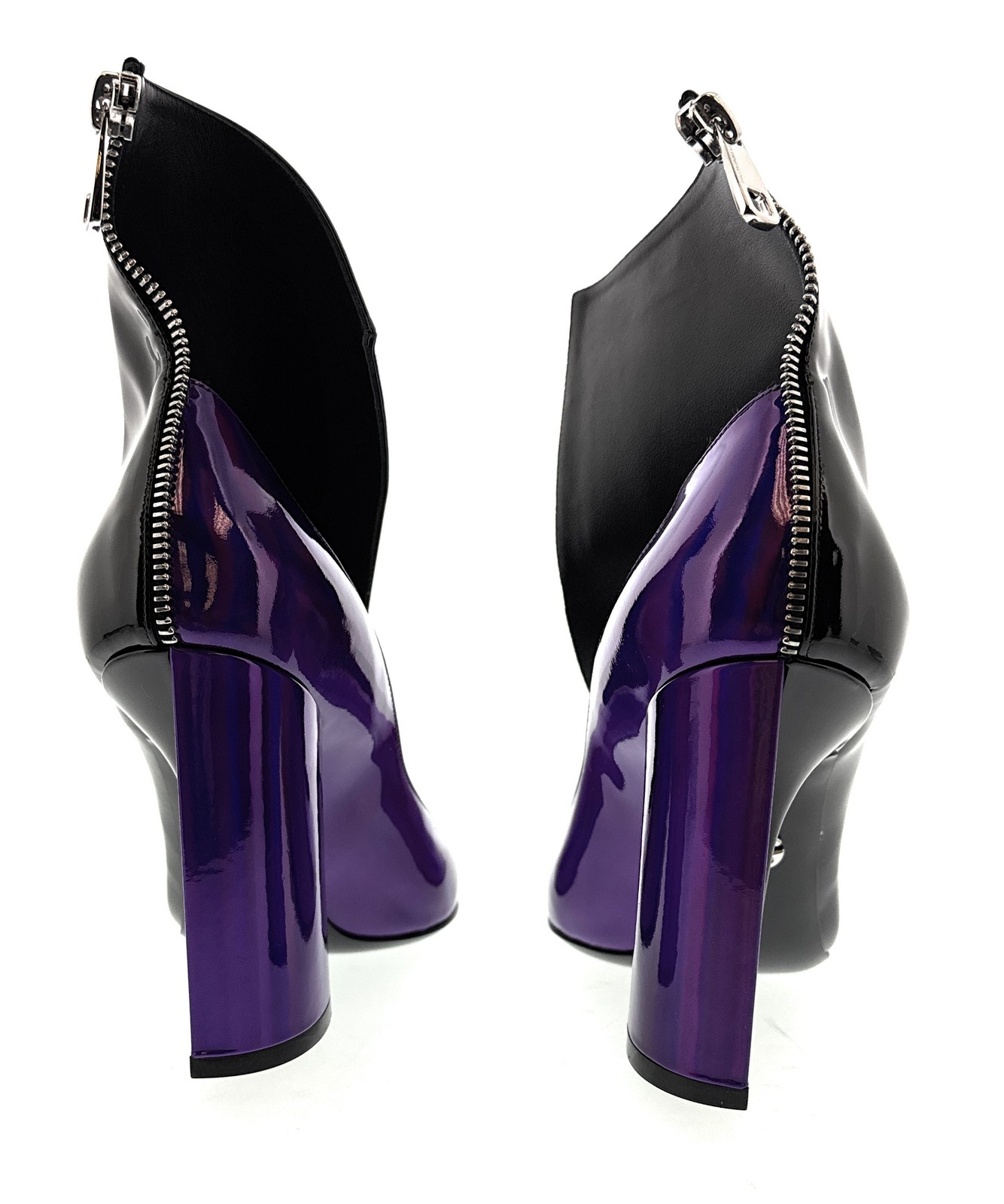 Dolce & Gabbana Black & Purple Patent Leather Ankle Boots-EU37.5