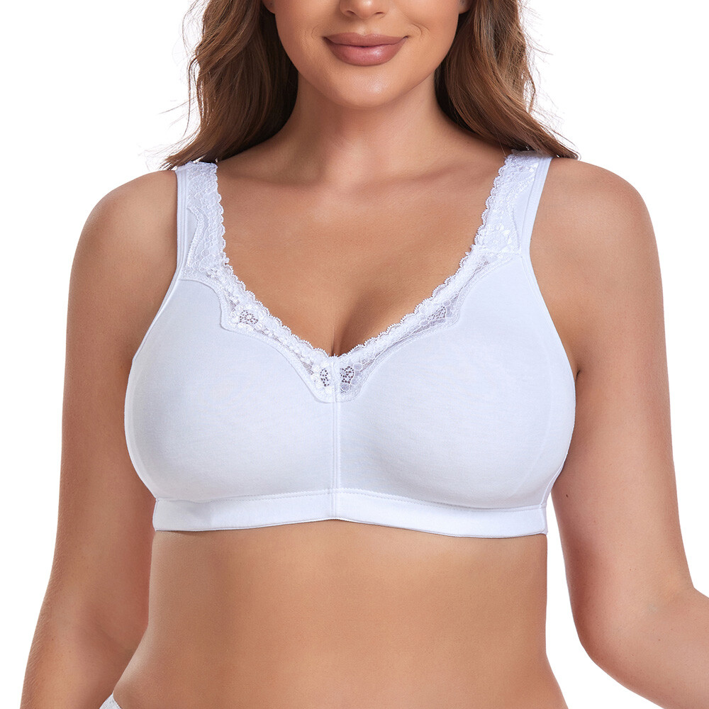 32-52 C D DDFGH Women’s Wireless Cotton Plus Size Bra Unlined Full Coverage Bras
