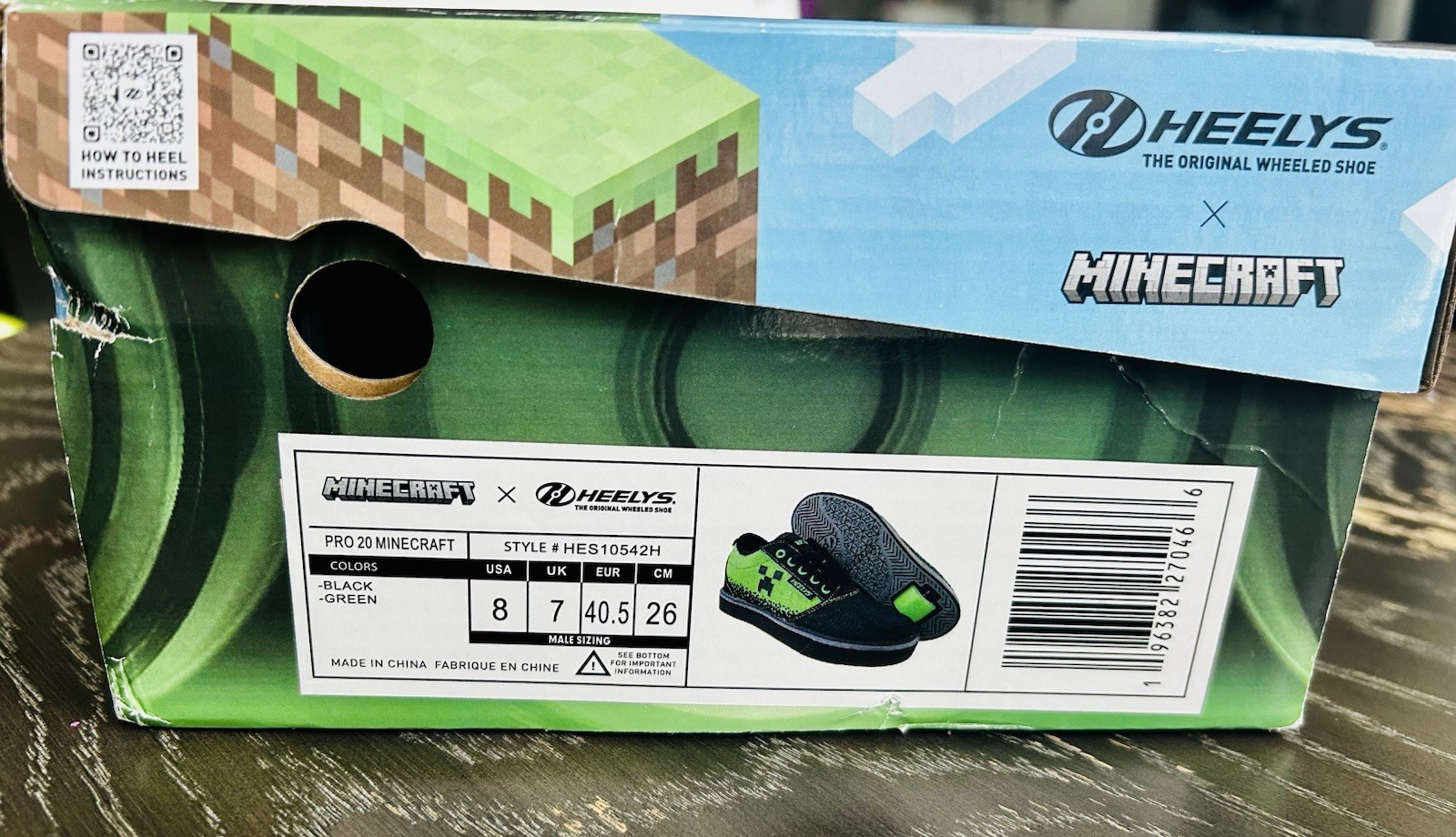 Heelys Pro 20 Minecraft Creeper Wheeled Sneakers Black/Green US 8