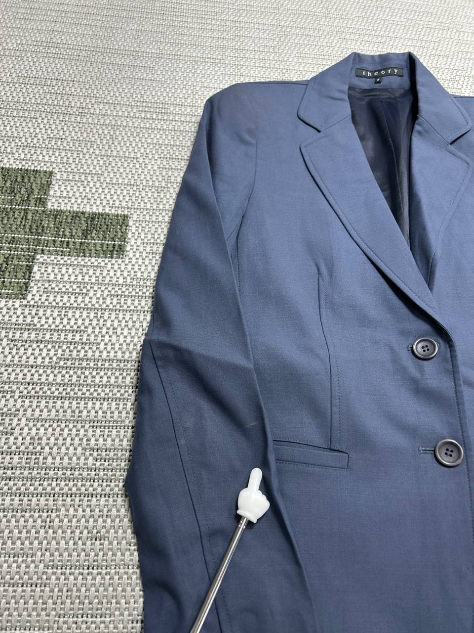 Theory Carissa Blazer Jacket Womens 2 Blue Wool Slim Fit Double Vented Formal