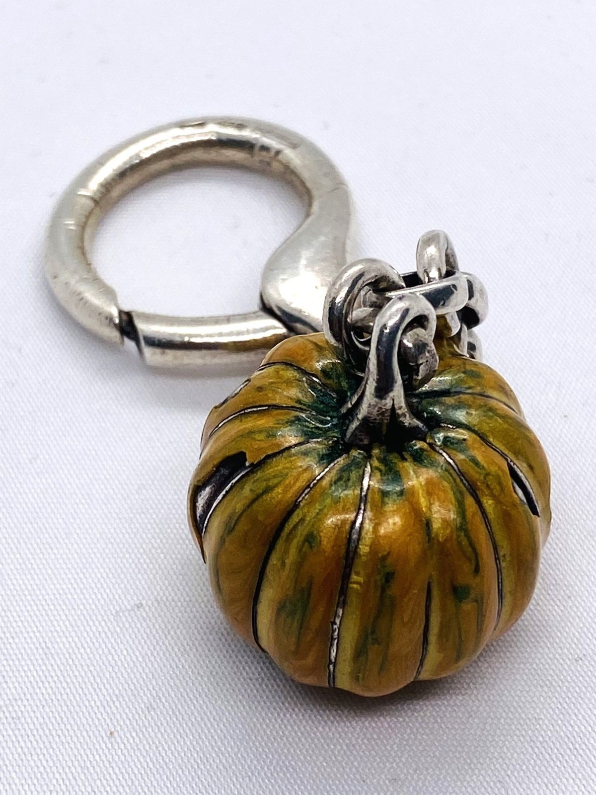 Tiffany & Co Sterling Silver 925 Pumpkin Keychain Enamel