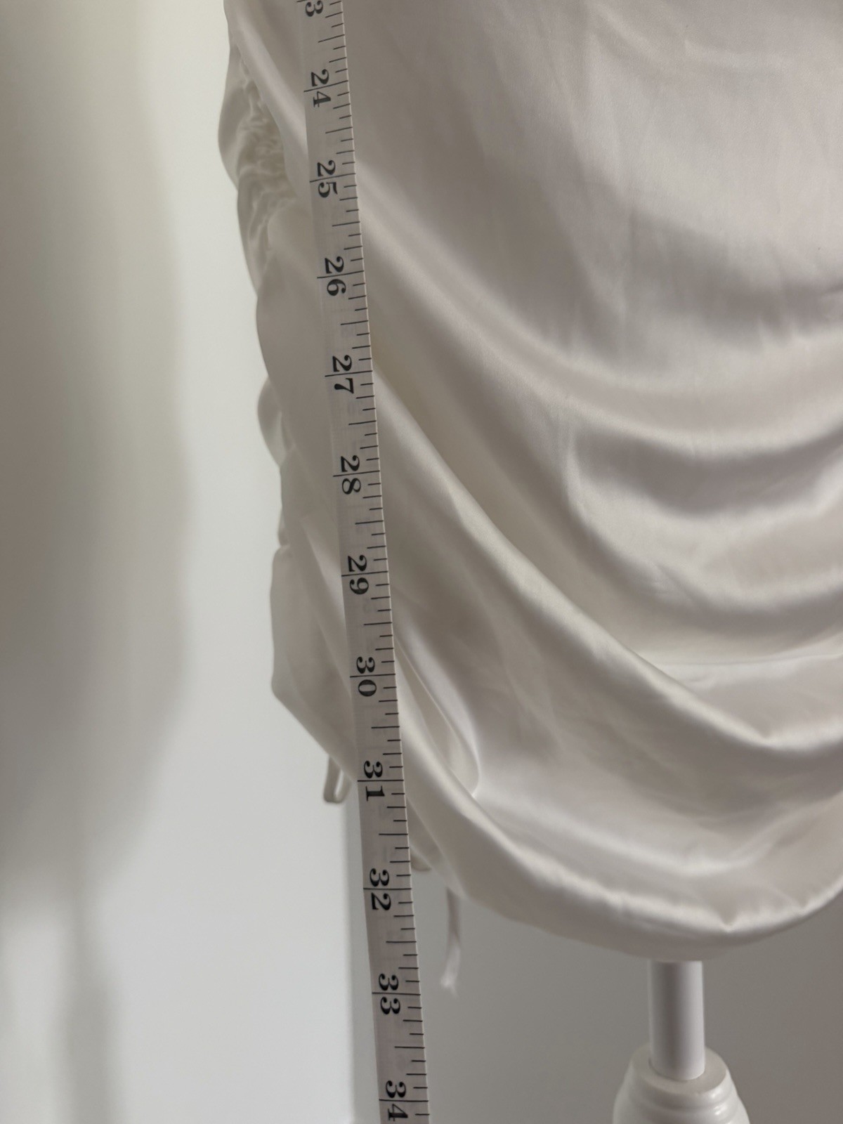 Fashion Nova White Solid Satin Ruched Bodycon Mini Dress Sweetheart Zip Size S