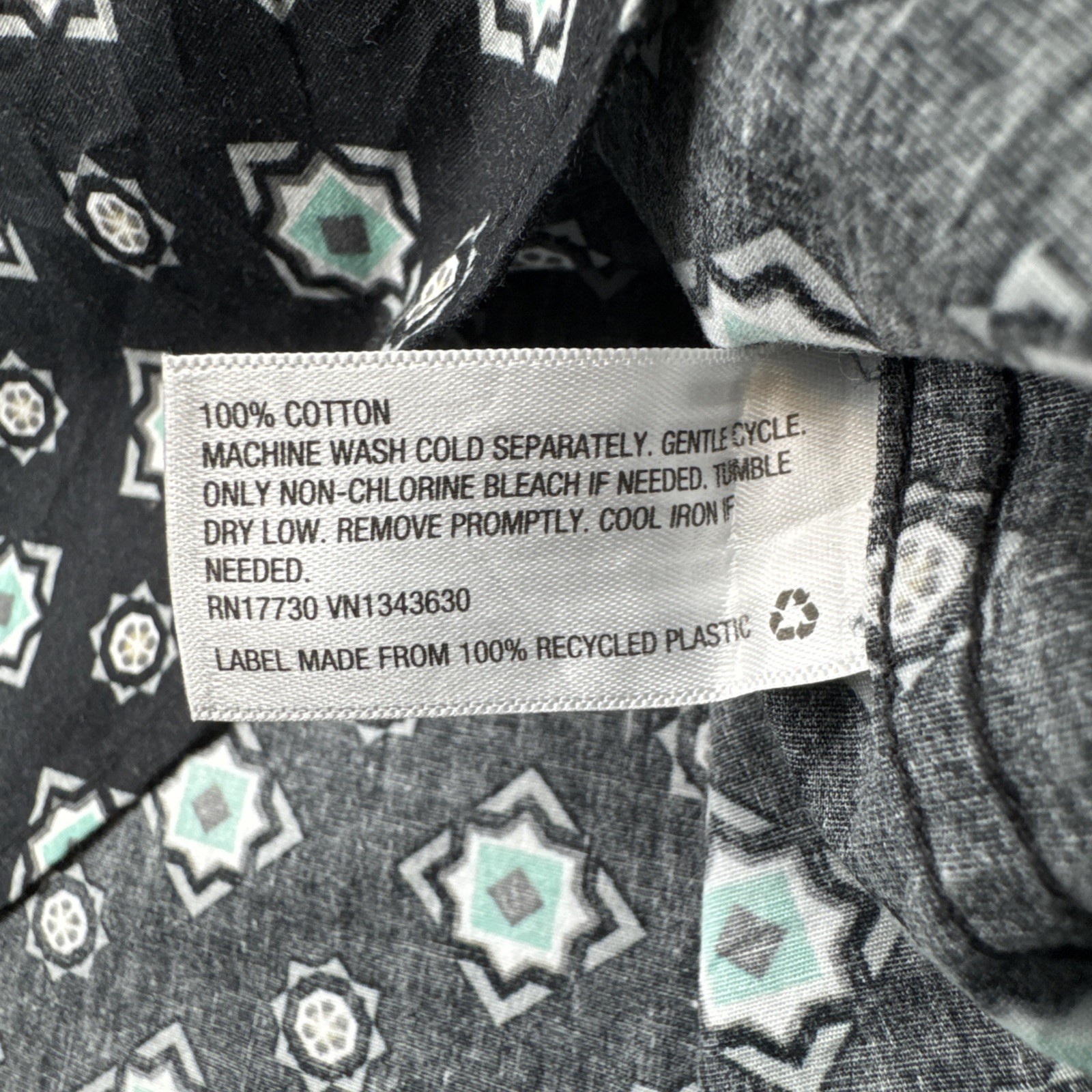 Original Use Mens Short Sleeve Shirt XL Cotton Geometric Medallion Casual Black
