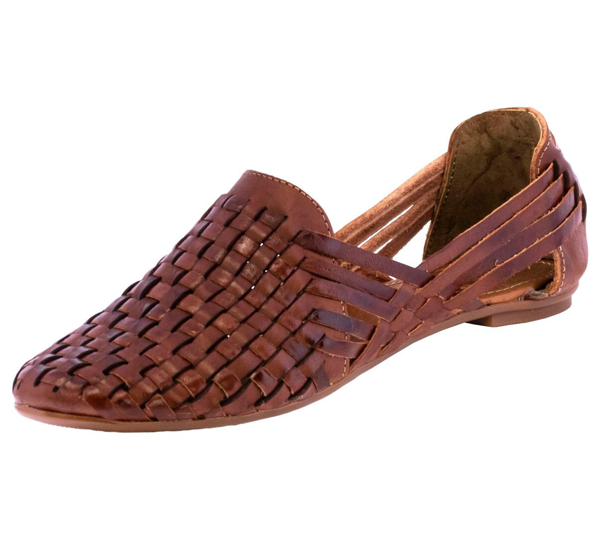 Womens Mexican Huarache Sandals Real Leather Slip On Handmade Cognac #108